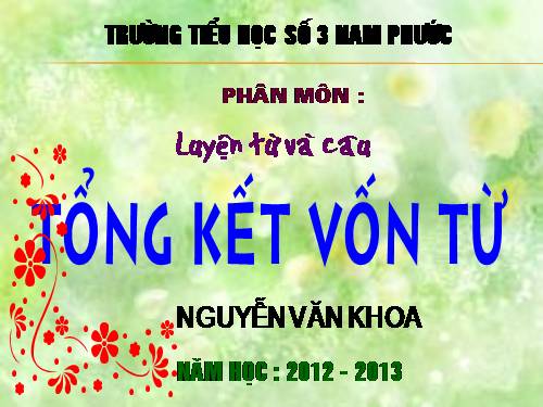 Tuần 15-16. Tổng kết vốn từ