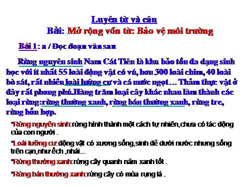 Tuần 12-13. MRVT: Bảo vệ môi trường