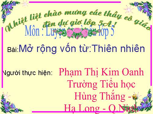 Tuần 8-9. MRVT: Thiên nhiên