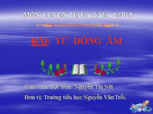 Tuần 5. Từ đồng âm