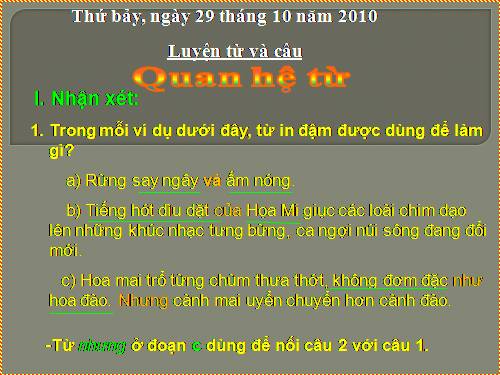 Tuần 11. Quan hệ từ