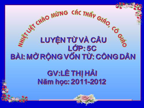 Tuần 20-21. MRVT: Công dân