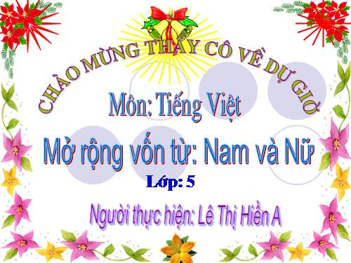 Tuần 30. MRVT: Nam và nữ