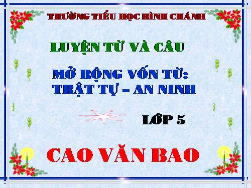 Tuần 23-24. MRVT: Trật tự - An ninh