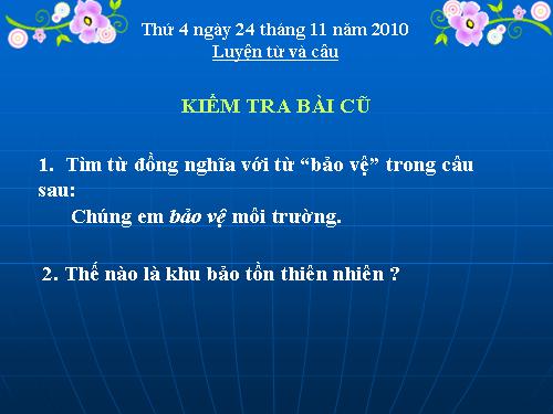 Tuần 12-13. MRVT: Bảo vệ môi trường