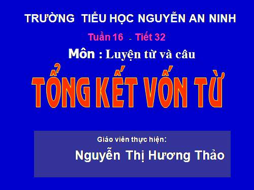 Tuần 15-16. Tổng kết vốn từ