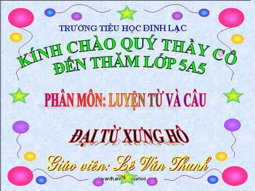 Tuần 11. Đại từ xưng hô