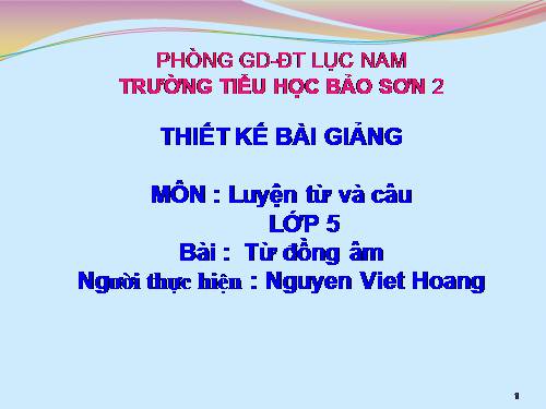 Tuần 5. Từ đồng âm