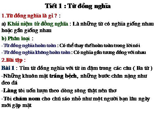 Tuần 1. Từ đồng nghĩa