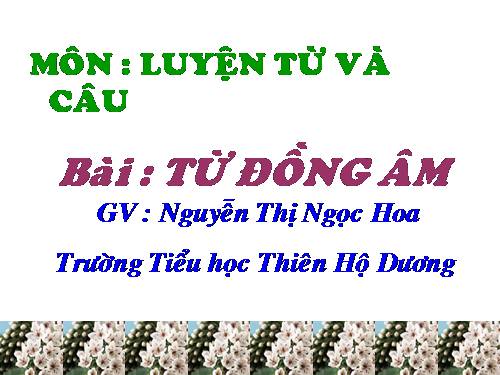 Tuần 5. Từ đồng âm