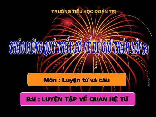 Tuần 12-13. Luyện tập về quan hệ từ