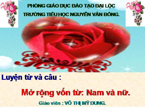 Tuần 30. MRVT: Nam và nữ