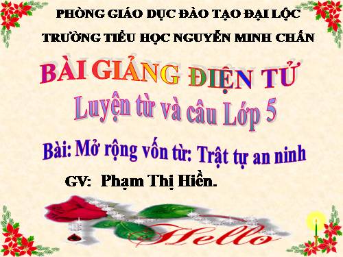 Tuần 23-24. MRVT: Trật tự - An ninh