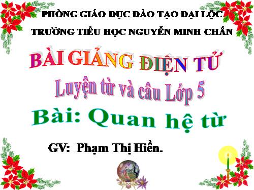 Tuần 11. Quan hệ từ