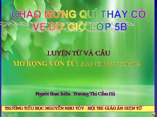 Tuần 12-13. MRVT: Bảo vệ môi trường