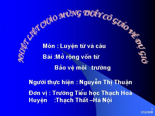 Tuần 12-13. MRVT: Bảo vệ môi trường