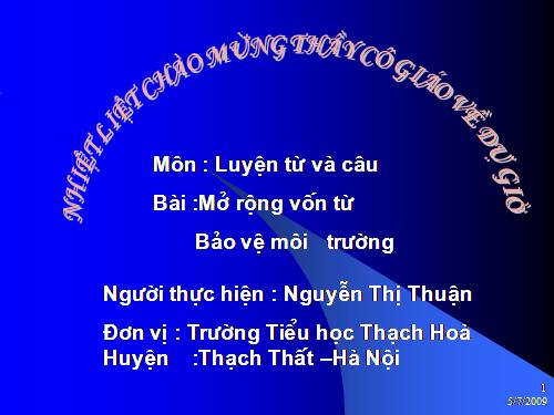 Tuần 12-13. MRVT: Bảo vệ môi trường