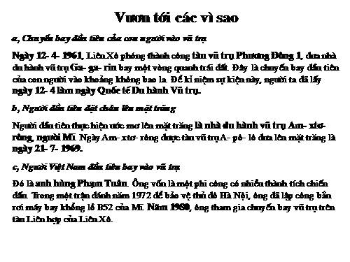 Tuần 34. Nghe-kể: Vươn tới các vì sao. Ghi chép sổ tay