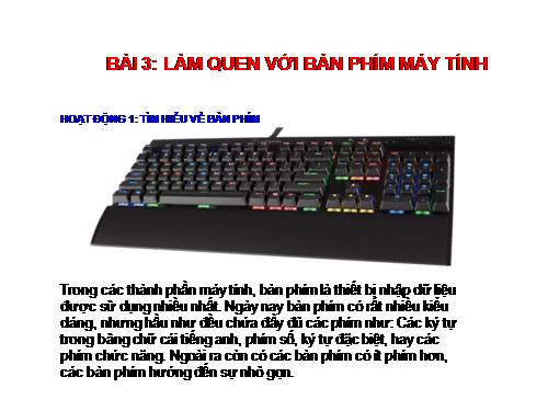 Chương I. Bài 3. Bàn phím máy tính