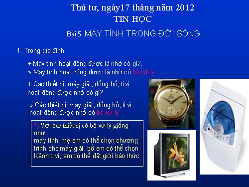 Chương I. Bài 5. Máy tính trong đời sống