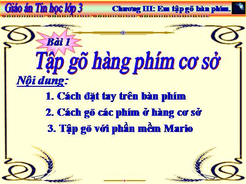 Chương III. Bài 1. Tập gõ các phím ở hàng cơ sở