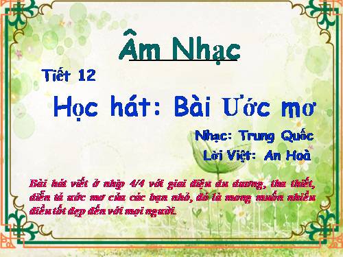 Tiết 12. HH: Ước mơ