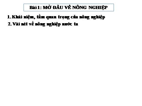 Bài 10. Nông nghiệp