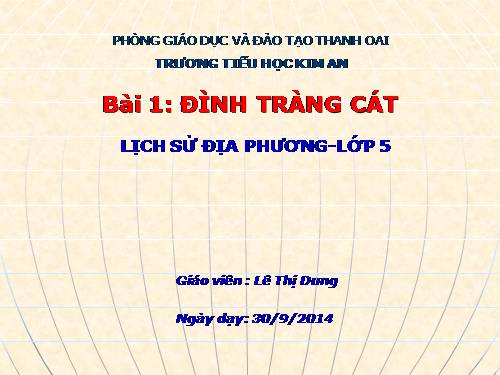 LSĐP Lớp 5- Đình Tràng Cát