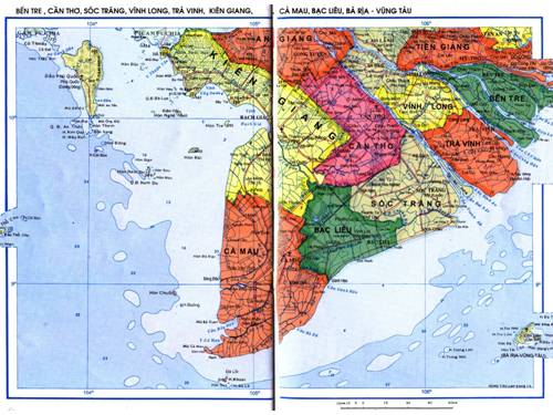 Bản đồ các tỉnh đồng bằng sông Cửu Long