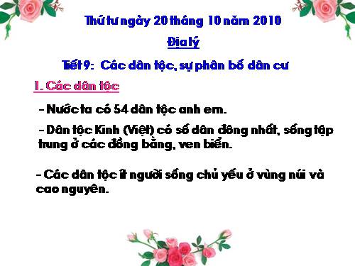 Bài 9. Các dân tộc, sự phân bố dân cư