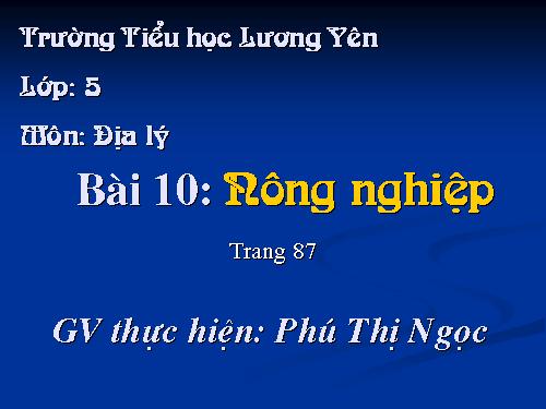 Bài 10. Nông nghiệp