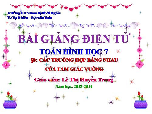 bgpp-Các trường hợp bằng nhau của tam giác vuông