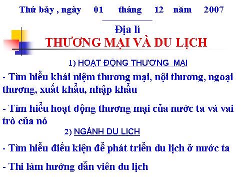 Bài 15. Thương mại và du lịch