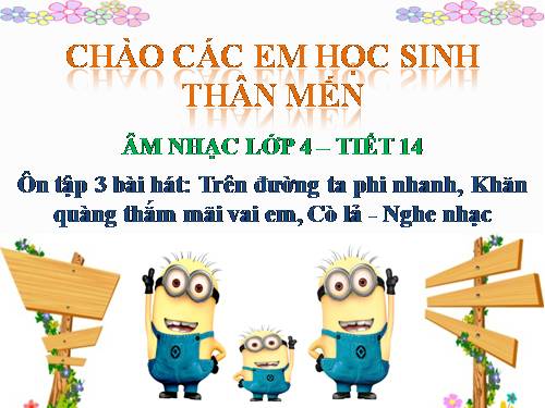 Tiết 14. Ôn tập 3 bài hát: Trên ngựa ta phi nhanh. Khăn quàng thắm mãi vai em. Cò lả. Nghe nhạc