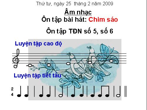 Tiết 24. OTBH: Chim sáo. Ôn tập TĐN: TĐN số 5, số 6