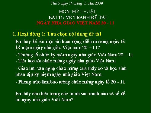 Bài 11. Đề tài Ngày Nhà giáo Việt Nam 20-11