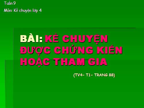 Tuần 9. Kể chuyện được chứng kiến hoặc tham gia (về một ước mơ đẹp của em hoặc của bạn bè, người thân)