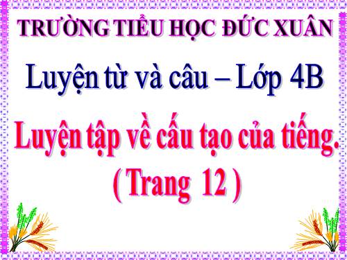 Tuần 1. Luyện tập về cấu tạo của tiếng