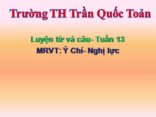 Tuần 13. MRVT: Ý chí - Nghị lực