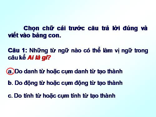 Tuần 25. Chủ ngữ trong câu kể Ai là gì?