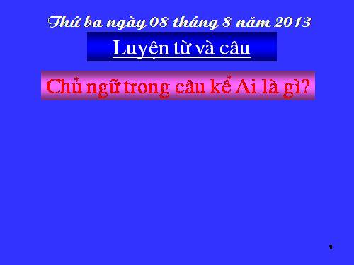 Tuần 25. Chủ ngữ trong câu kể Ai là gì?