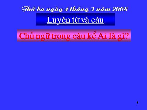 Tuần 25. Chủ ngữ trong câu kể Ai là gì?