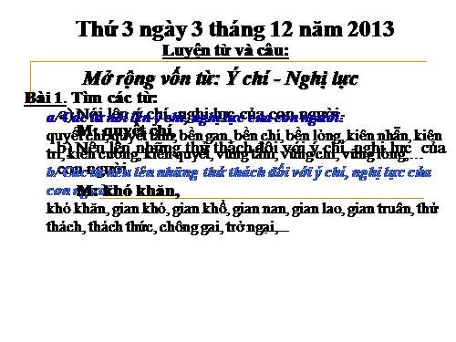 Tuần 13. MRVT: Ý chí - Nghị lực