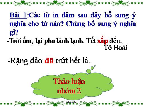 Tuần 11. Luyện tập về động từ