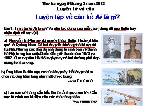 Tuần 26. Luyện tập về câu kể Ai là gì?