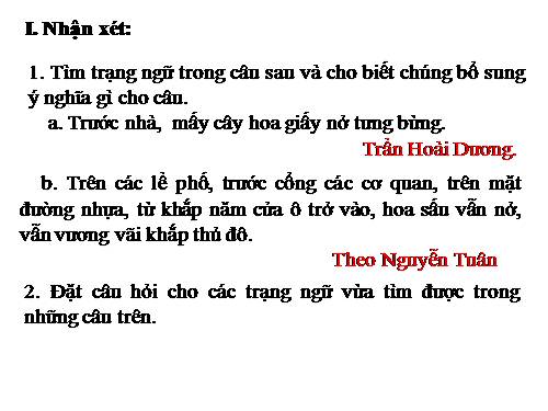 Tuần 31. Thêm trạng ngữ chỉ nơi chốn cho câu