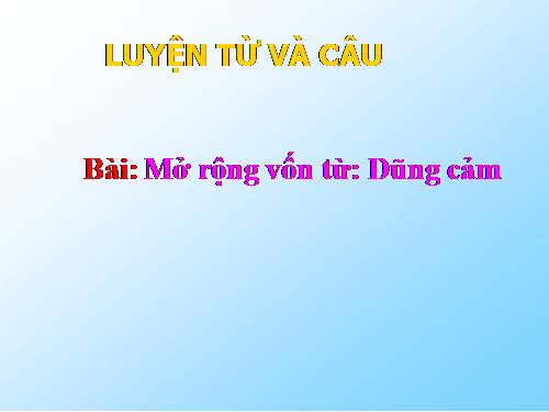 Tuần 25-26. MRVT: Dũng cảm