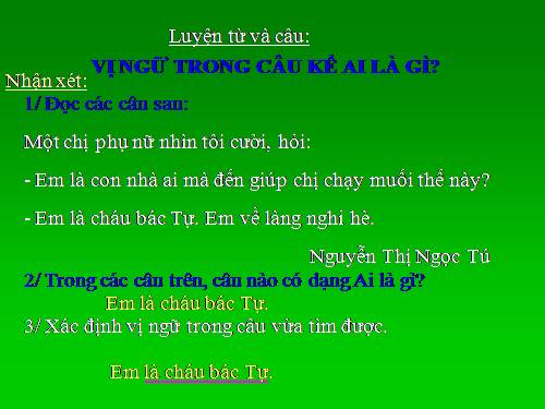 Tuần 24. Vị ngữ trong câu kể Ai là gì?