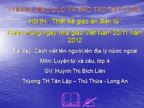 Tuần 8. Cách viết tên người, tên địa lí nước ngoài