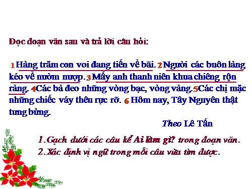 Tuần 17. Vị ngữ trong câu kể Ai làm gì?